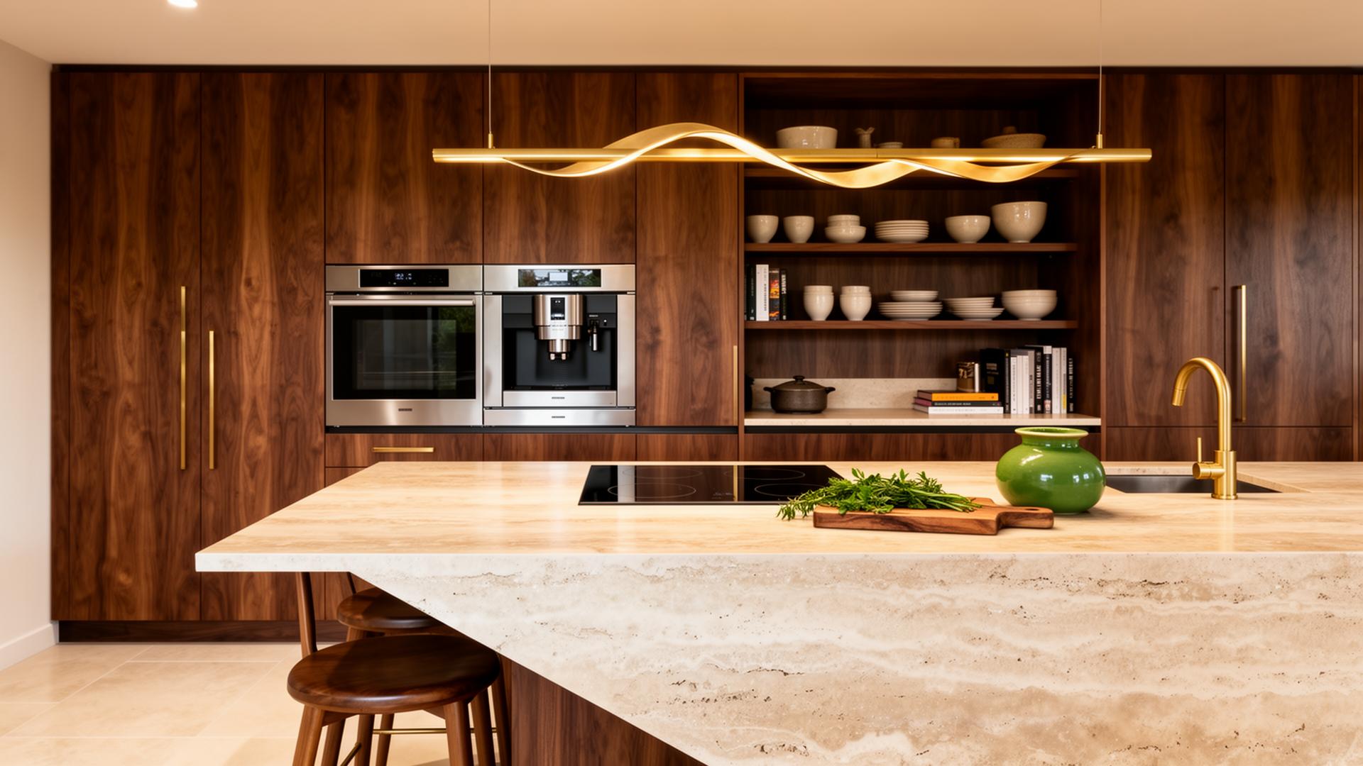 Bespoke luxury kitchen at golden hour